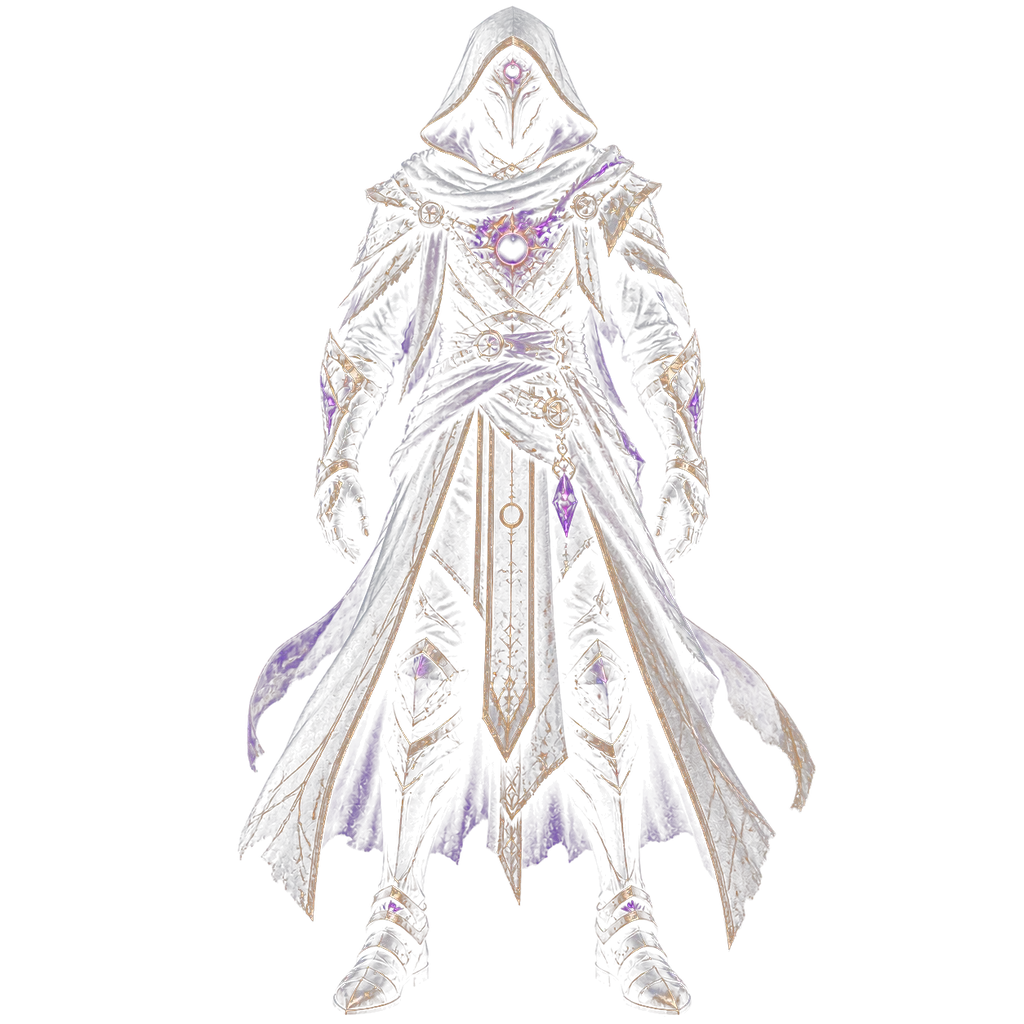 Neutral Keeper paper doll. Equipment slots sit on top; the drawing is not proof of worn items.